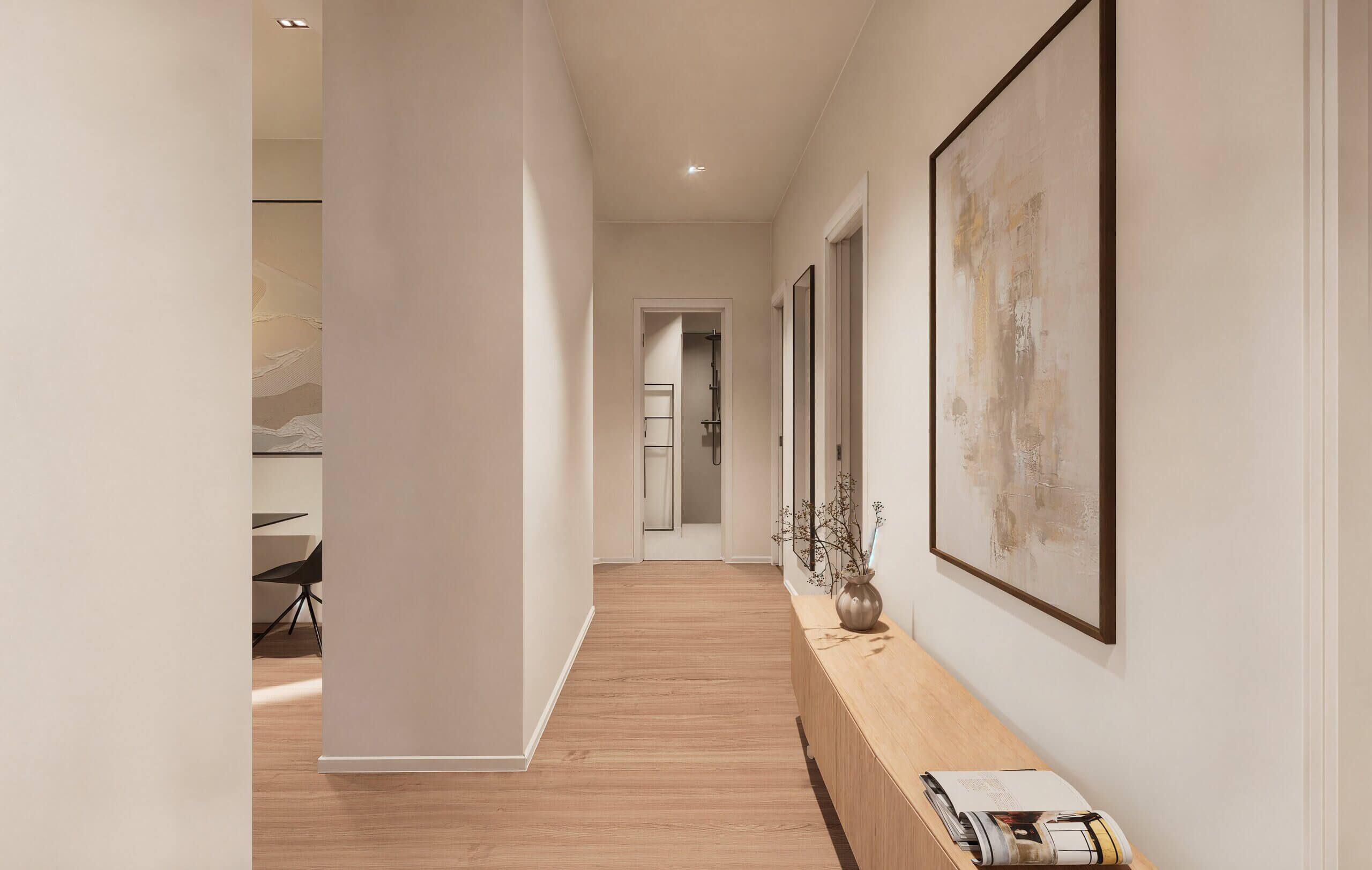 Innenraumvisualisierung des Flurs in Wohnung 4