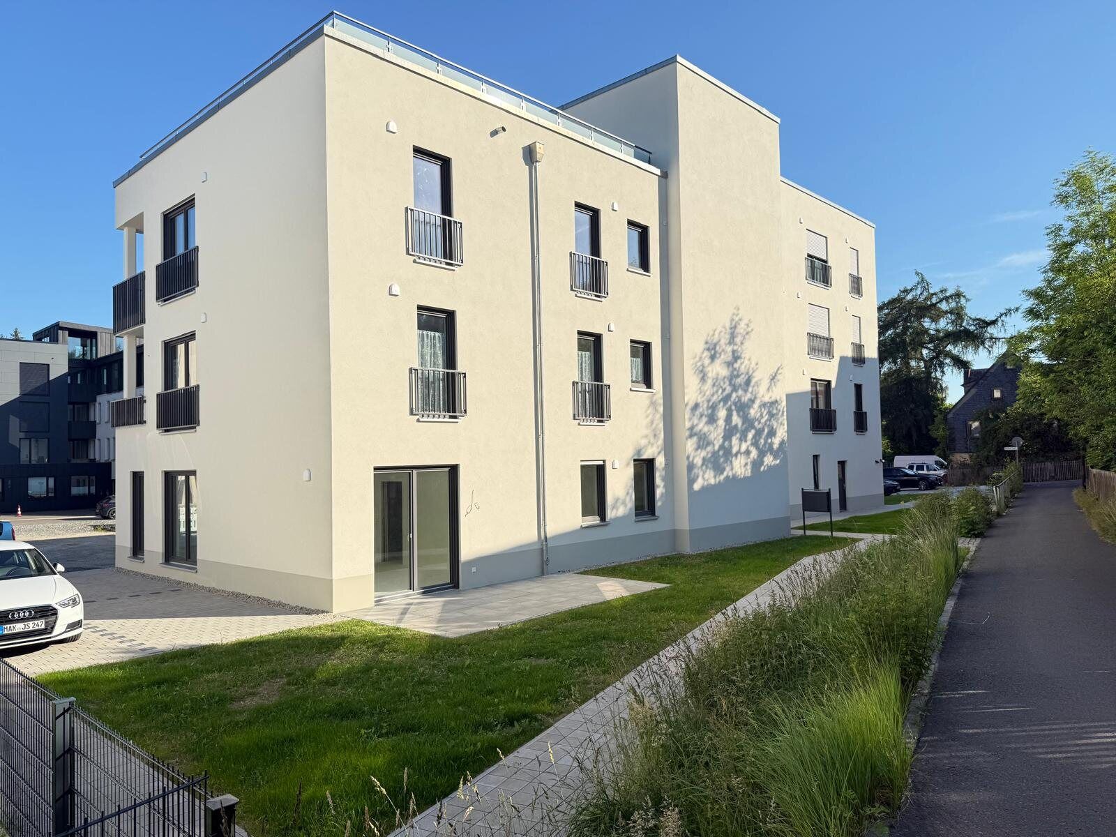 Gartenseite des fertiggestellten Benker-Areals in Marktredwitz