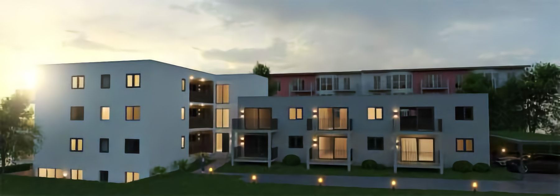 Visualisierung eines projektierten Mehrfamilienwohnhauses mit Balkonen