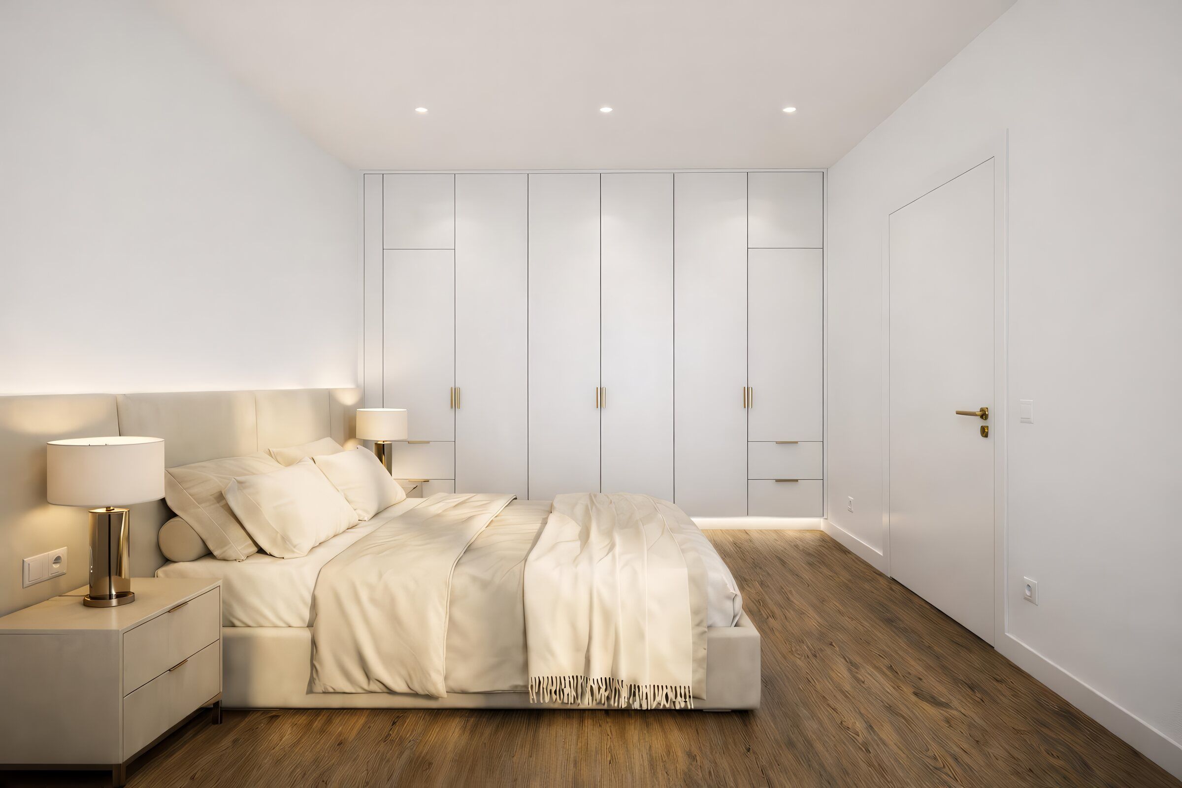 Visualisierung des Schlafzimmers in Wohnung 2 mit Einbauschrank